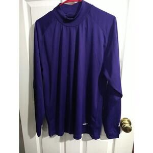 Russell Woman M Shirt Purple Athletic Activewear Pullover Mock Neck Long Sleeve